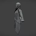 Hooded Gray Casual Outfit With Asymmetric Cut And Loose Fit Design