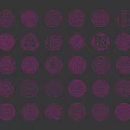 Traditional Chinese Red Circular Ornate Patterns With Cultural Symbols On Black Background