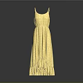Stylish Yellow Floral Long Dress Featuring Spaghetti Straps And Ruffled Hem