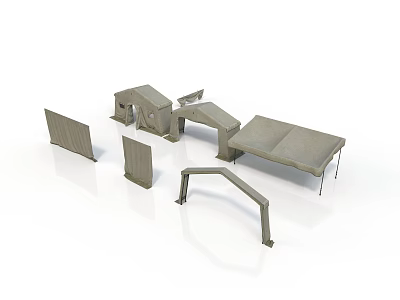 Minimalist Gray Furniture Components With Modular Unassembled Parts And Modern Design 3d model