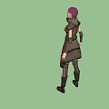 3D Female Game Character With Fitted Dark High Collar Outfit Long Sleeves And Knee Boots