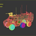 Military Armored Vehicle With Six Wheels Green Camouflage Antennas And Weapon Mount