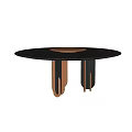 Modern Round Black Dining Table With Gold Legs And Smooth Tabletop Design 3d model