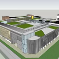 Modern Commercial Complex With Glass Canopy Facade Design And Green Space