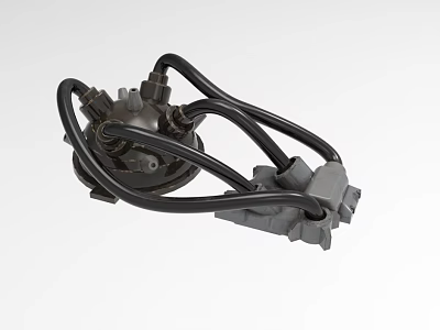 Industrial Equipment With Metal Components Black Hoses And Connecting Parts For Industrial Machinery 3d model