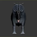 Blue Spotted Triceratops Dinosaur Figure With Spiked Back Horned Head Open Mouth And White Claws