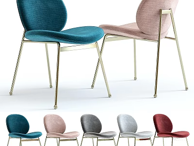 Modern Colorful Accent Chairs With Metal Legs And Upholstered Seats In Various Hues 3d model