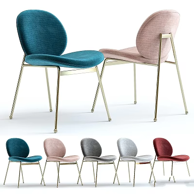 Modern Colorful Accent Chairs With Metal Legs And Upholstered Seats In Various Hues 3d model