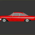 Classic Red Vintage Car With White Stripe And Glossy Body Reflection