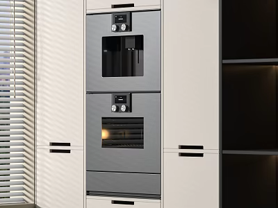 Modern Open Kitchen With Built In Oven And Electrical Appliances 3d model