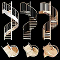 Various Modern Spiral Staircase Designs With Wooden Steps And Metal Railings