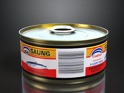 Sajung Galia Canned Ocean Fish In Oil With Red Yellow Label Design 3d model
