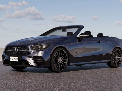 Blue Mercedes Benz Convertible With Open Top And Modern Design On Road 3d model