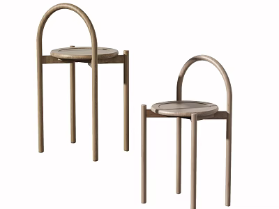 Modern Stylish Wooden Bar Stools With Arched Backrest And Round Seat Design 3d model