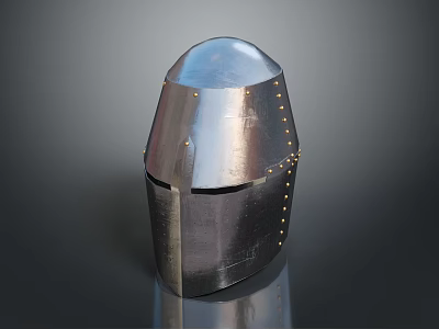 Medieval Metal Helmet With Rivets Historical Protective Armor Equipment 3d model