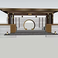 Traditional Pergola with Brown Lattice Roof and Stone Base Wooden Brackets