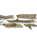 Natural Stone and Wood Logs Branches for Decorative Design Projects 3d model