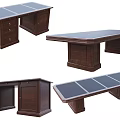 Classic Wooden Office Desks With Various Designs Drawers And Smooth Tabletops