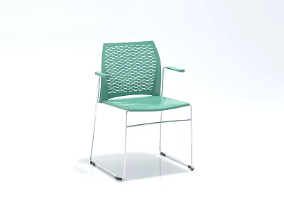 Light Green Office Chair with Mesh Back and Armrest Metal Legs Modern Design 3d model