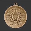 Golden Circular Pendant With Intricate Floral Patterns As Stylish Clothing Accessory