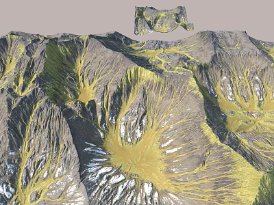 Garden Landscape 3D Terrain Design With Natural Valleys And Yellow Textures 3d model