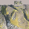 Garden Landscape 3D Terrain Design With Natural Valleys And Yellow Textures
