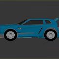 Shiny Blue 3D Model Sports Car With Sleek Design And Rear Spoiler