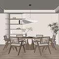 Modern Restaurant Interior Design With Round Dining Table Wooden Chairs And Hanging Lamp