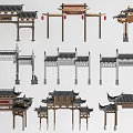 Traditional Chinese Memorial Archways With Various Styles And Carved Roof Details