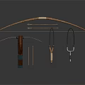 Traditional Weapon Bow With Wooden Arrows Quiver And Hunting Accessories