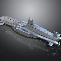 Detailed Large Metallic Grey Water Vessel With Tower Structure And Long Hull