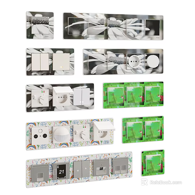Various Design Switch Panels With Different Colors And Multiple Layouts For Home Use 3d model