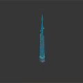 Silver Metal Tower Model With Intricate Architectural Structure And Base