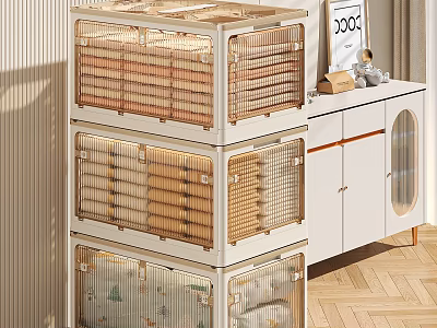 Light Beige Rattan Woven Stackable Storage Cabinets For Home Organization 3d model