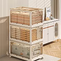 Light Beige Rattan Woven Stackable Storage Cabinets For Home Organization