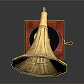 Vintage Gramophone With Golden Horn Red Base And Decorative Patterns