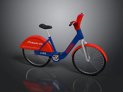 Blue and Red Bicycle Featuring Black Seat Wheels and BICYCLE Frame 3d model