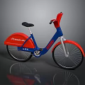 Blue and Red Bicycle Featuring Black Seat Wheels and BICYCLE Frame 3d model