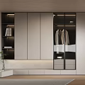 Modern Elegant White Wardrobe With Arched Glass Doors Interior Lighting Hanging Space And Shelves
