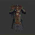 Ancient Warrior Armor With Golden Decorations Spikes And Ornate Green Gold Design