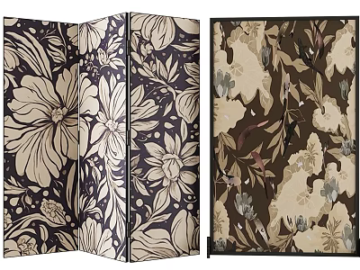 Decorative Room Divider With Elegant Floral And Leaf Patterns For Home Decor 3d model