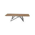 Modern Oak Dining Table With Wooden Tabletop And Metal Legs Design