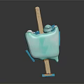 Melting Blue Popsicle With Dripping Texture On Wooden Stick Against Black Background