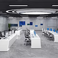 Modern monitoring room with white light 3d model
