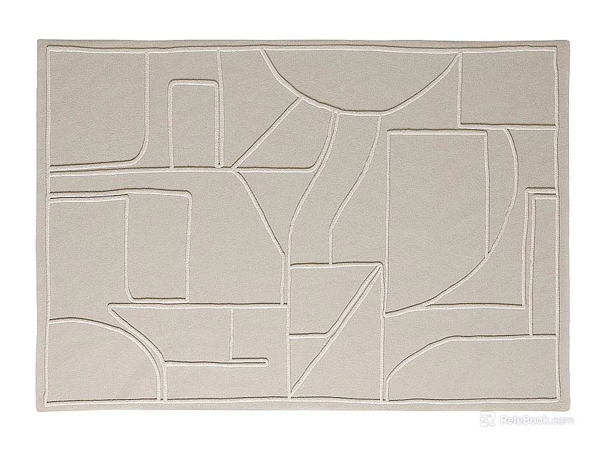 Square Rug With Modern Geometric Pattern In Light Beige Soft Texture 3d model 