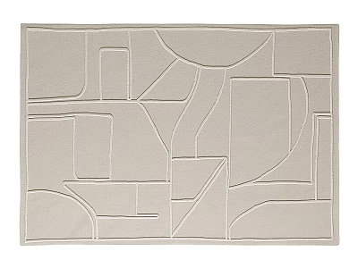 Square Rug With Modern Geometric Pattern In Light Beige Soft Texture 3d model