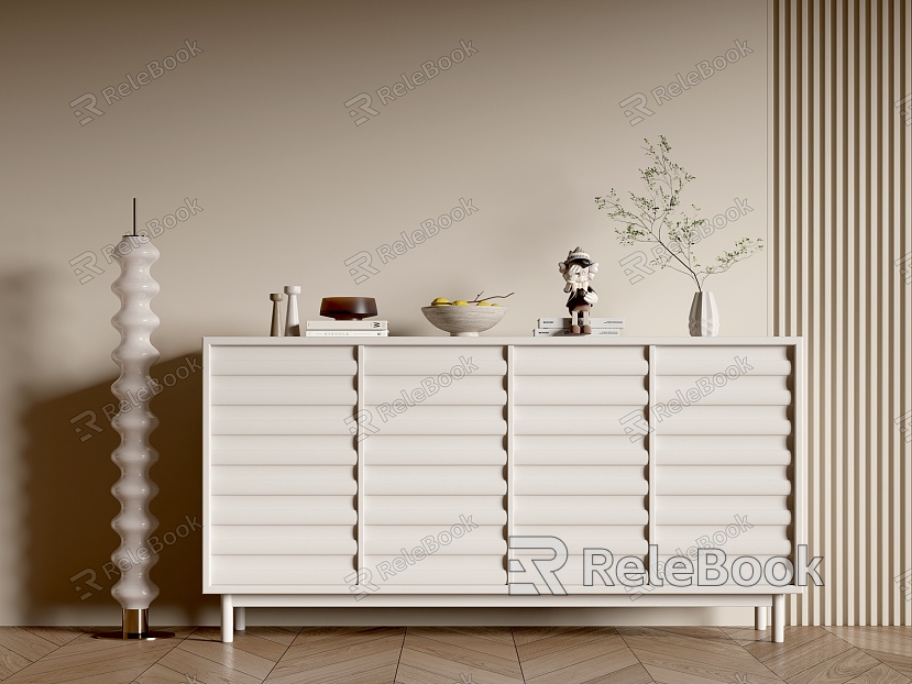 Modern Entrance Cabinet Shoe Cabinet Sideboard Wall Decorative Pendant Ornaments Bucket Cabinet Cream Decorative Cabinet Low Cabinet Sideboard model