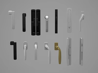 Different Styles Of Metal Furniture Handles With Modern And Classic Designs 3d model
