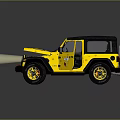 Yellow and Black Off Road Vehicle With Cartoon Stickers Open Top And Unique Wheels