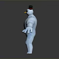 Blue Muscular Fantasy Creature Character With Small Top Hat And White Face Features